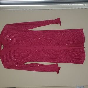 I T M F L pink sequin dress.